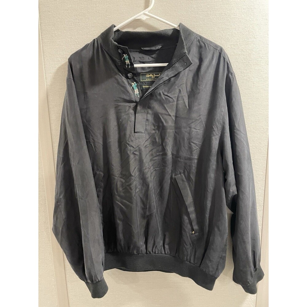 Bobby Jones Water Resistant Silk Golf Jacket Mens M Black Pullover Windbreaker